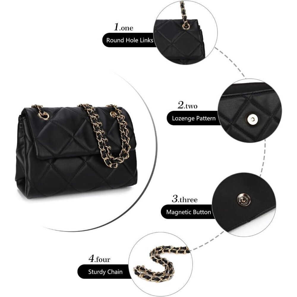 Gladdon Women's Black Small Ladies Trendy Clutch Purses Cute Designer Hand-Bag - Picture 4 of 6